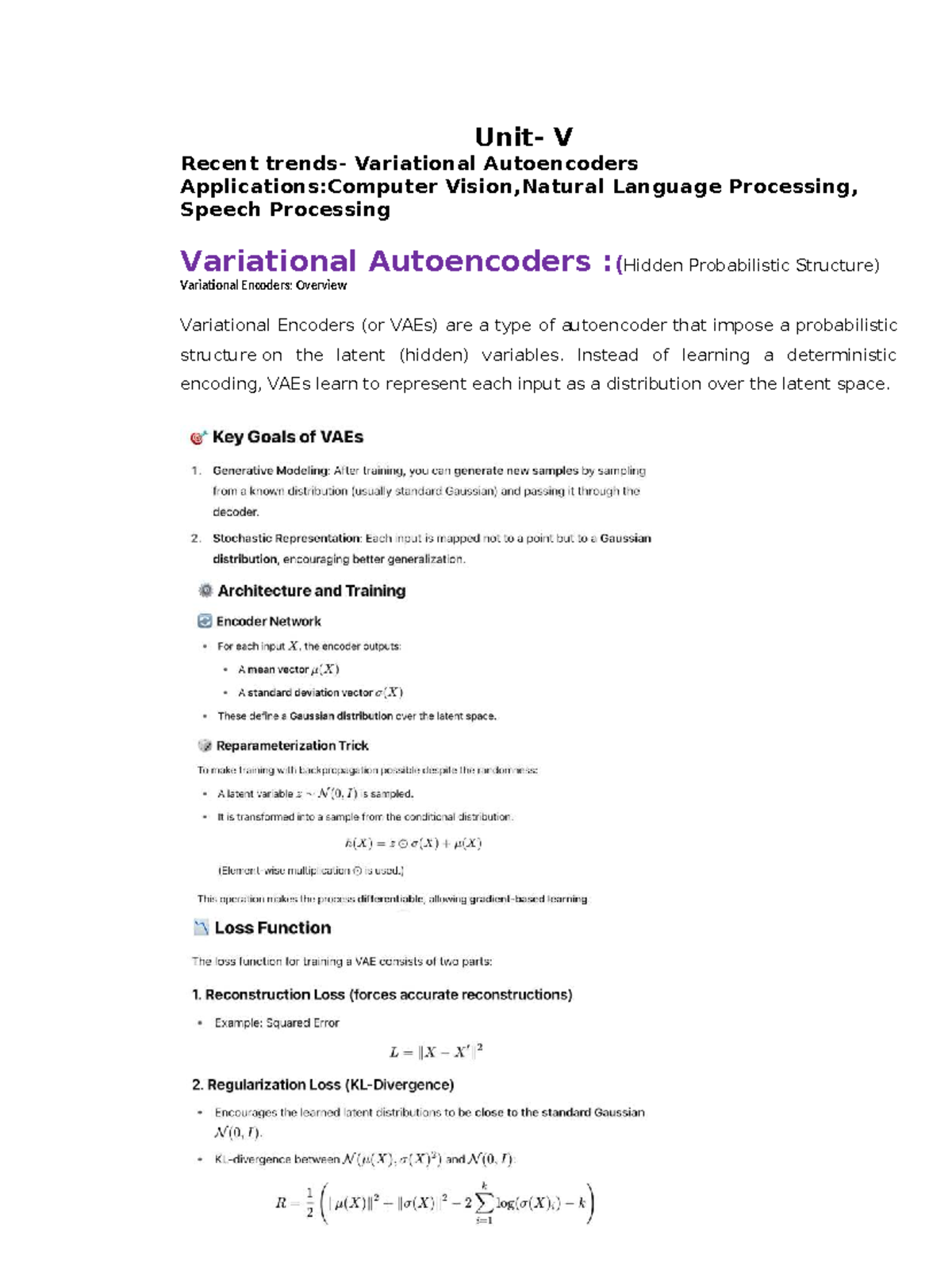 Unit V Deep Learning Notes: Variational Autoencoders in CV, NLP, and ...
