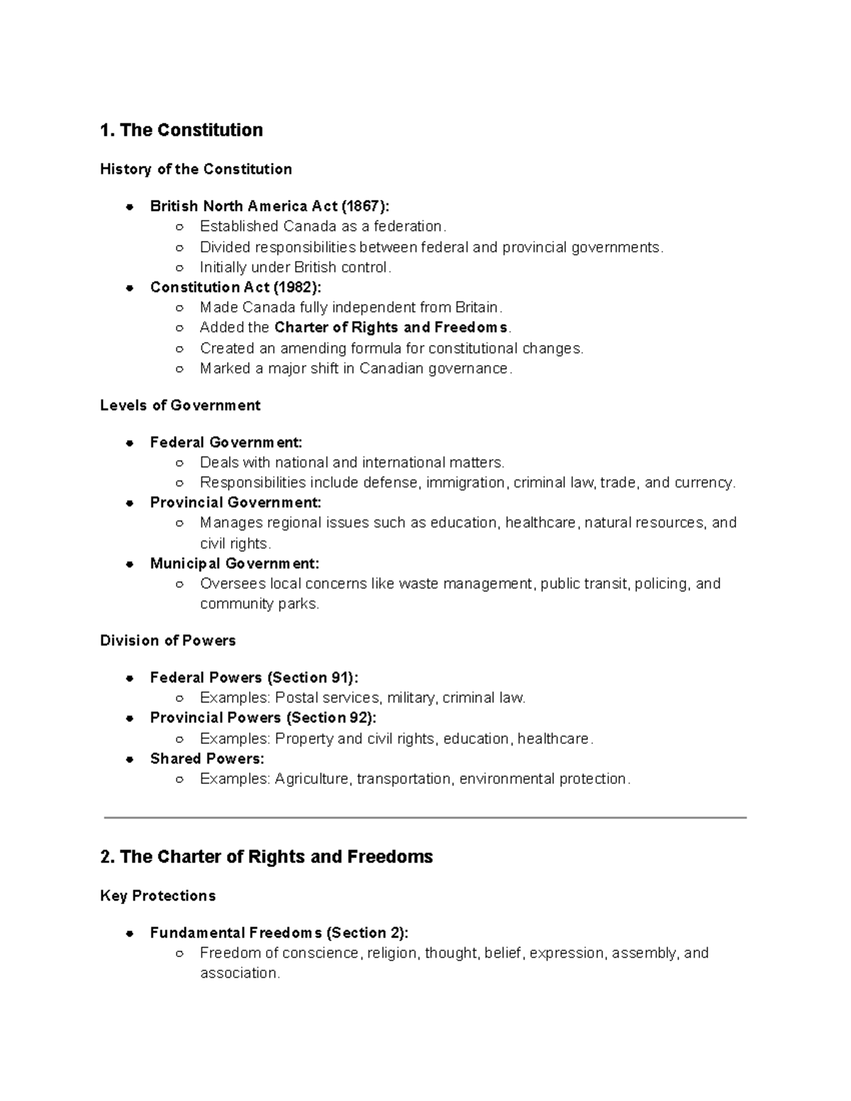 Law Test 2 Review: Constitution, Charter & BC Human Rights Code - Studocu