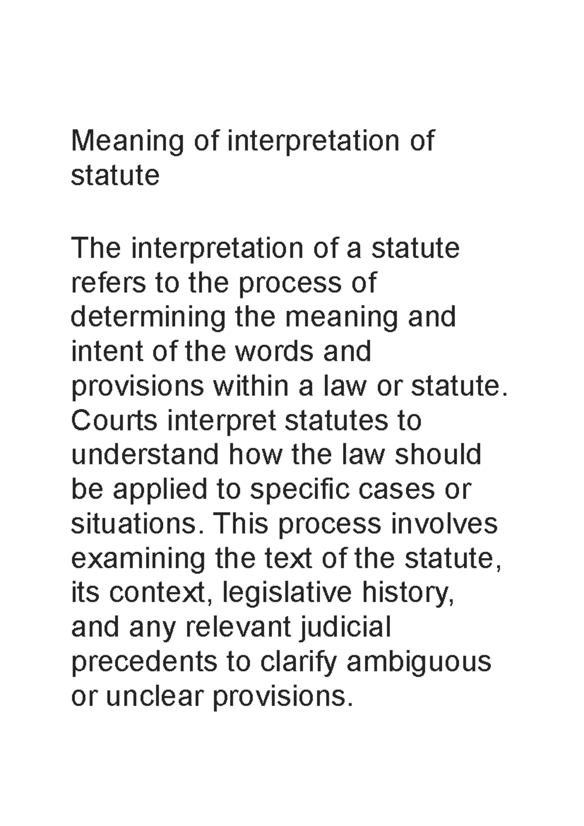 Interpretation of Statutes: Key Principles and Approaches (IOS) - Studocu