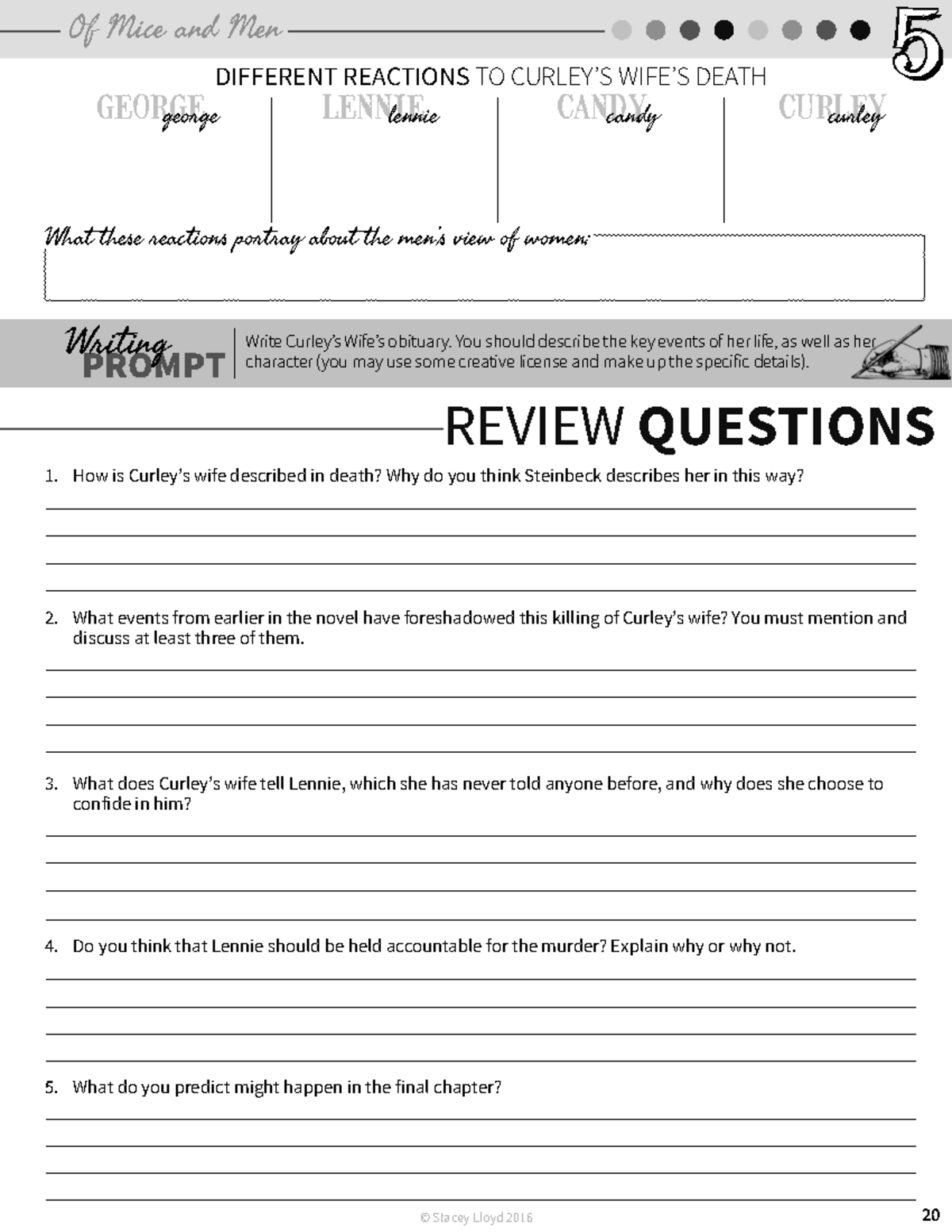 Of Mice and Men (ENG 101) Chapter 5 Review Questions & Analysis - Studocu