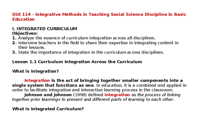 SSE 114 - Integrative Methods in Teaching Social Science Education ...