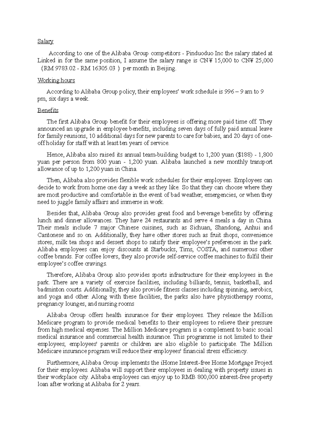 E4M - Salary, Benefits, and Work Environment at Alibaba Group - Studocu