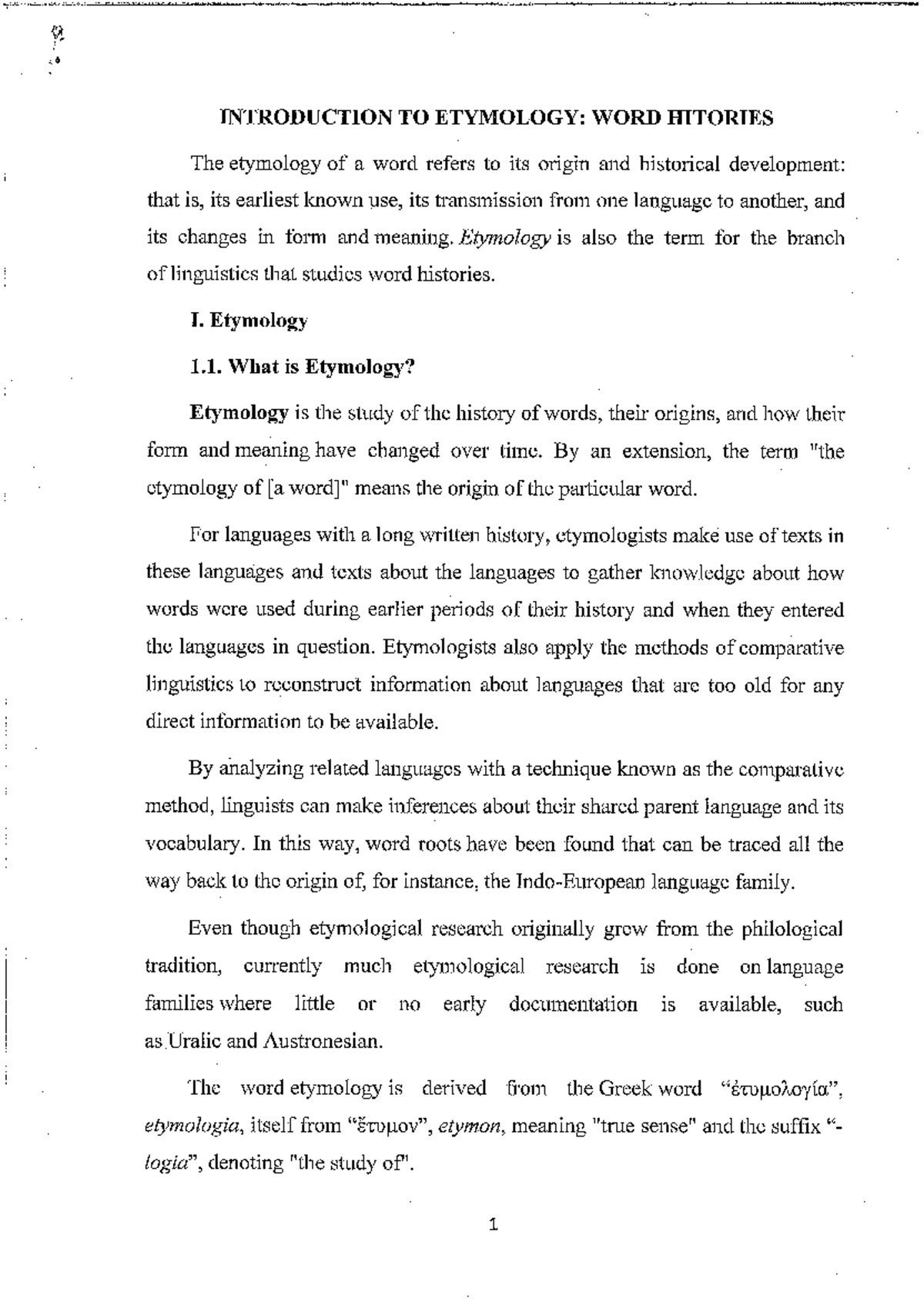 Introduction to Etymology: Word Histories and Origins - Studocu