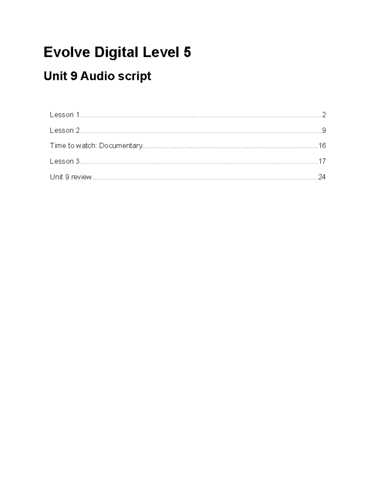 Evolve Digital Level 5 Unit 7 Audio Scripts: Lessons & Vocabulary ...