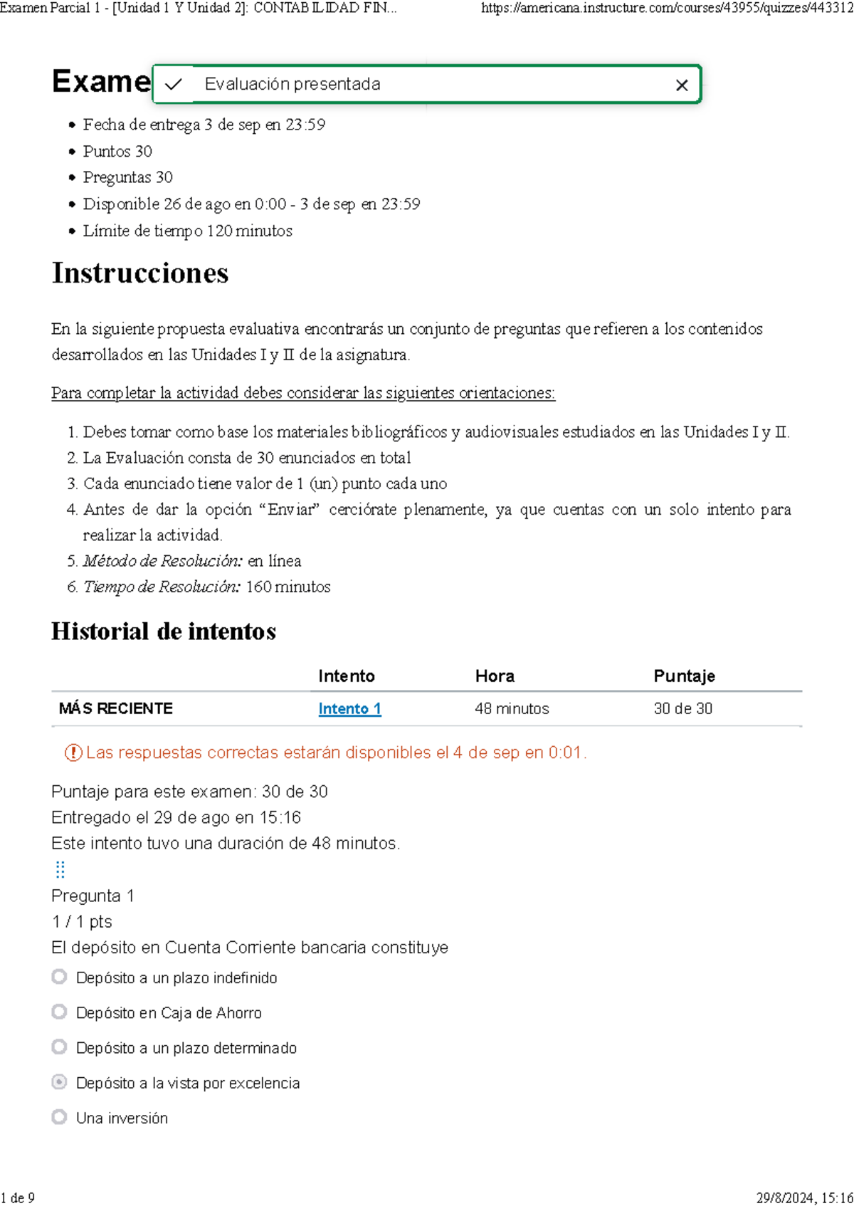 Examen Parcial 1 - Contabilidad Financiera [Unidad 1 y 2] Detalles y ...