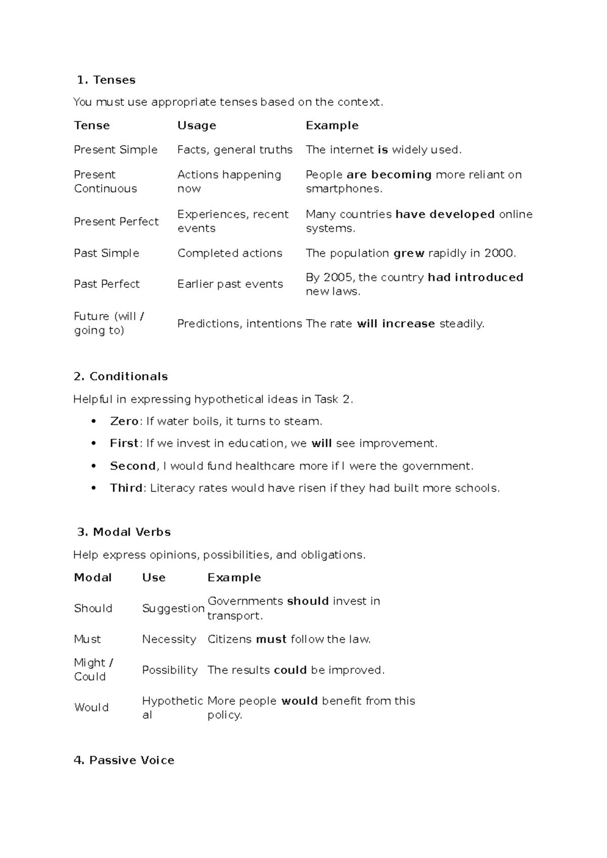 1 - Tenses and Grammar Usage Practice Notes for IELTS Writing - Studocu