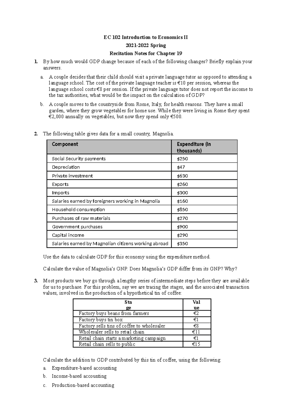 EC 102 Section 02 - Class 1 (Questions Only) - EC 102 Introduction to ...