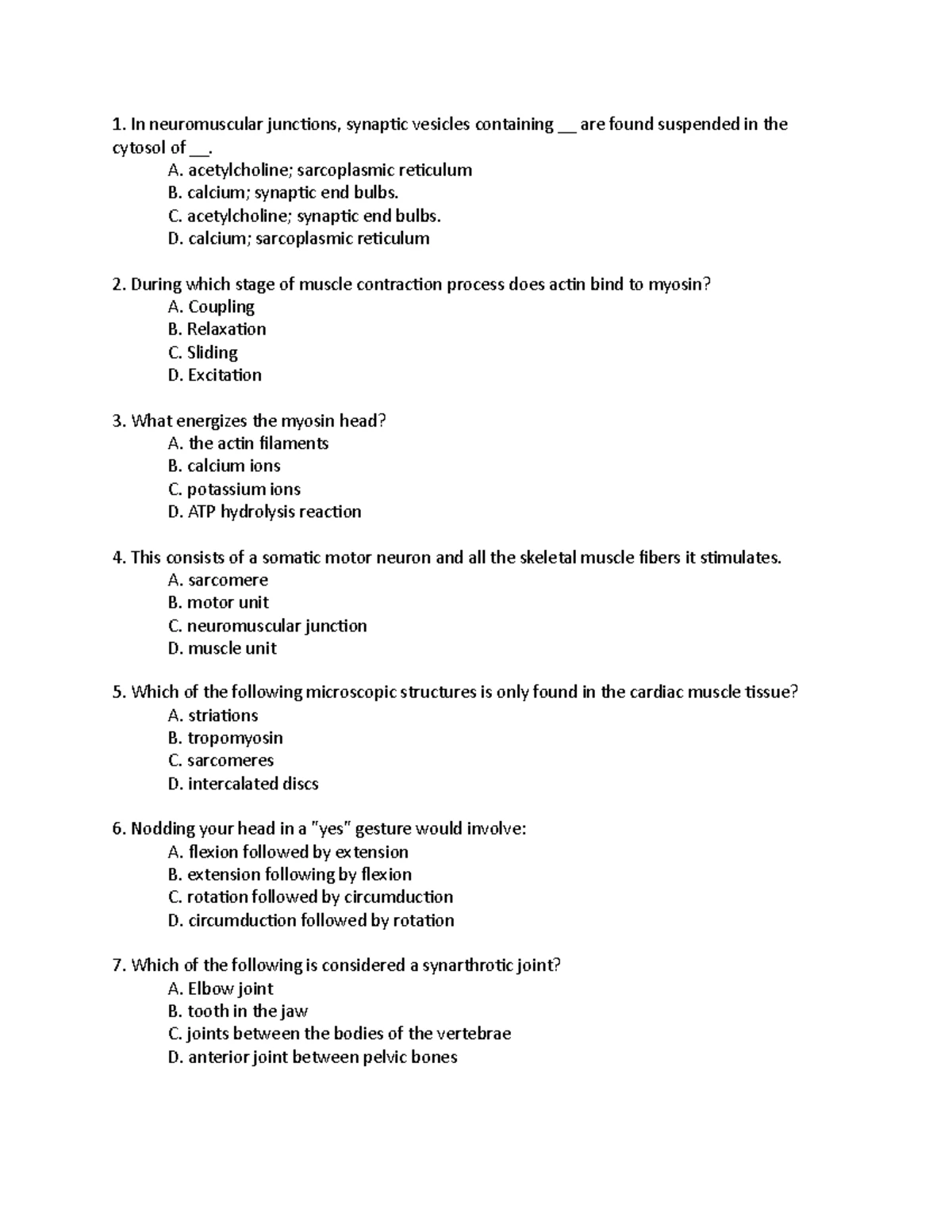 Mock Module Test 3 - mock test - In neuromuscular junctions, synaptic ...