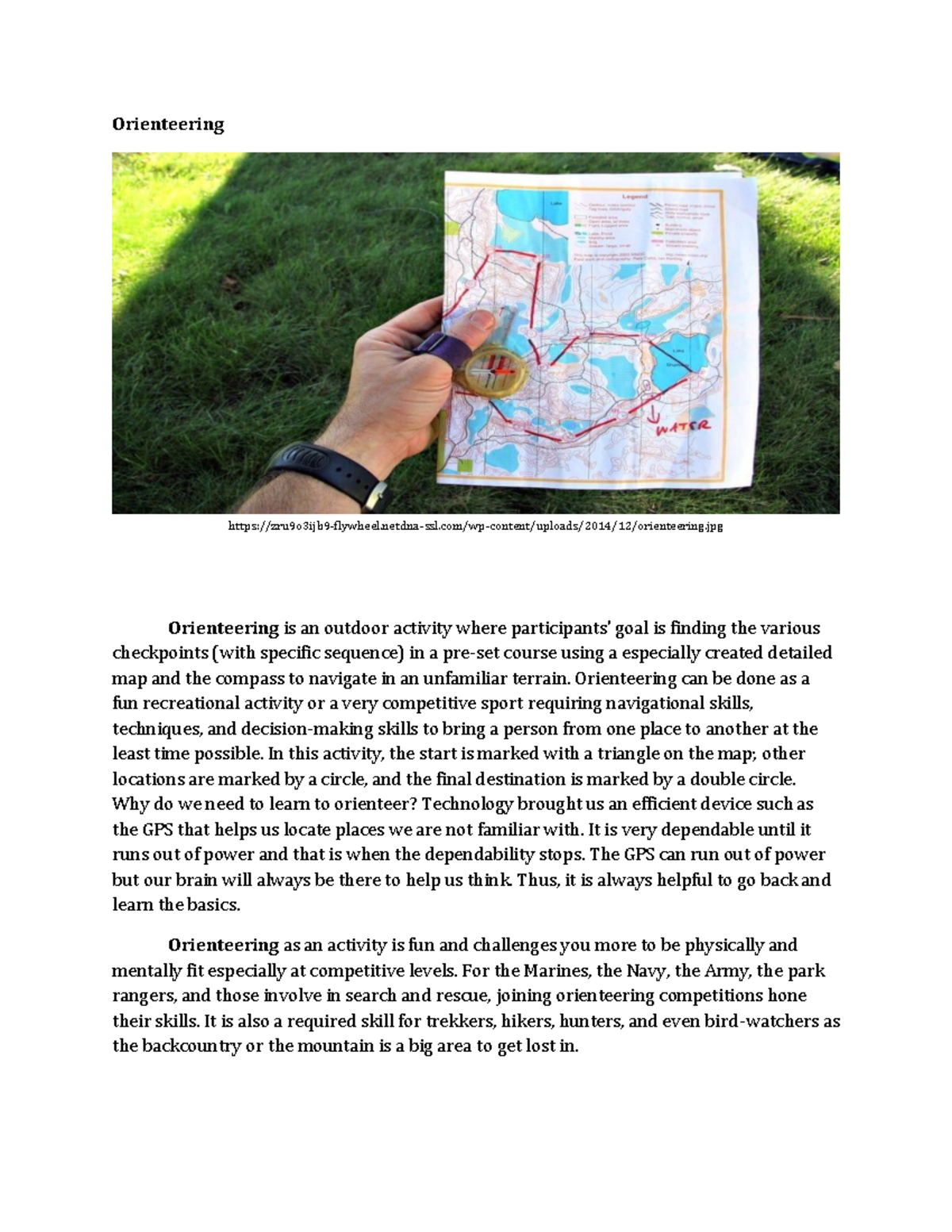 Week 016 Orienteering - PE Lecture Notes on Navigation Skills - Studocu