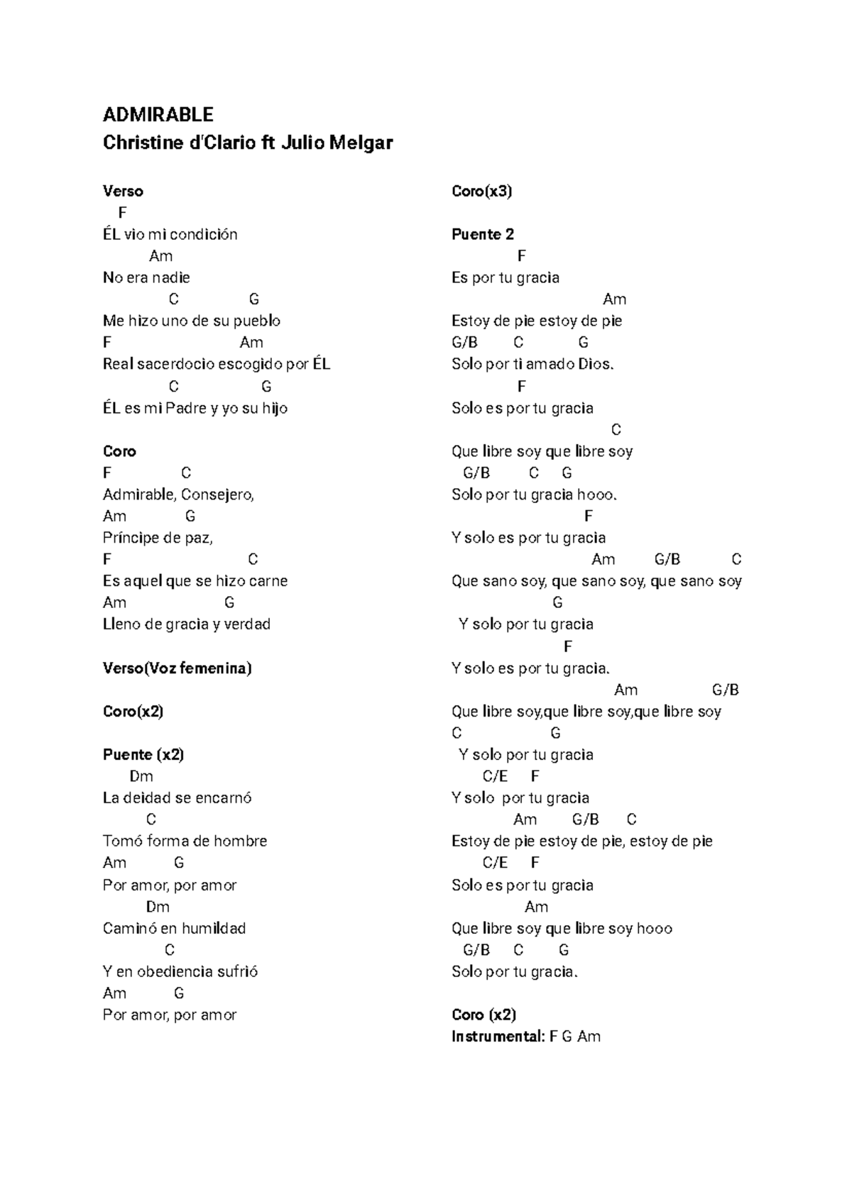 Admirable (Christine d'Clario ft Julio Melgar) - Lyrics Analysis V1 ...