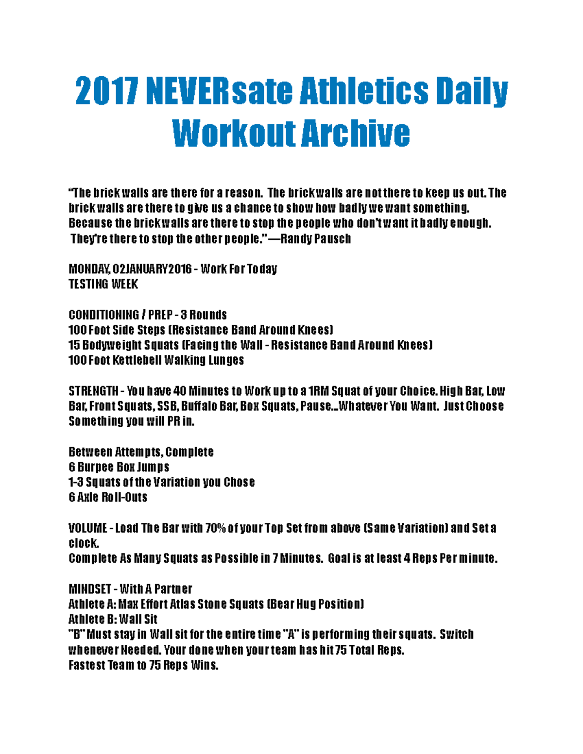 2017 Workout Archive - practical materials - 2017 NEVERsate Athletics ...
