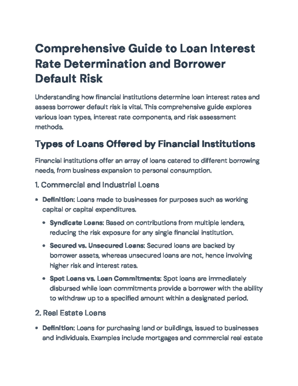 Comprehensive Guide to Loan Interest Rates & Borrower Default Risk ...