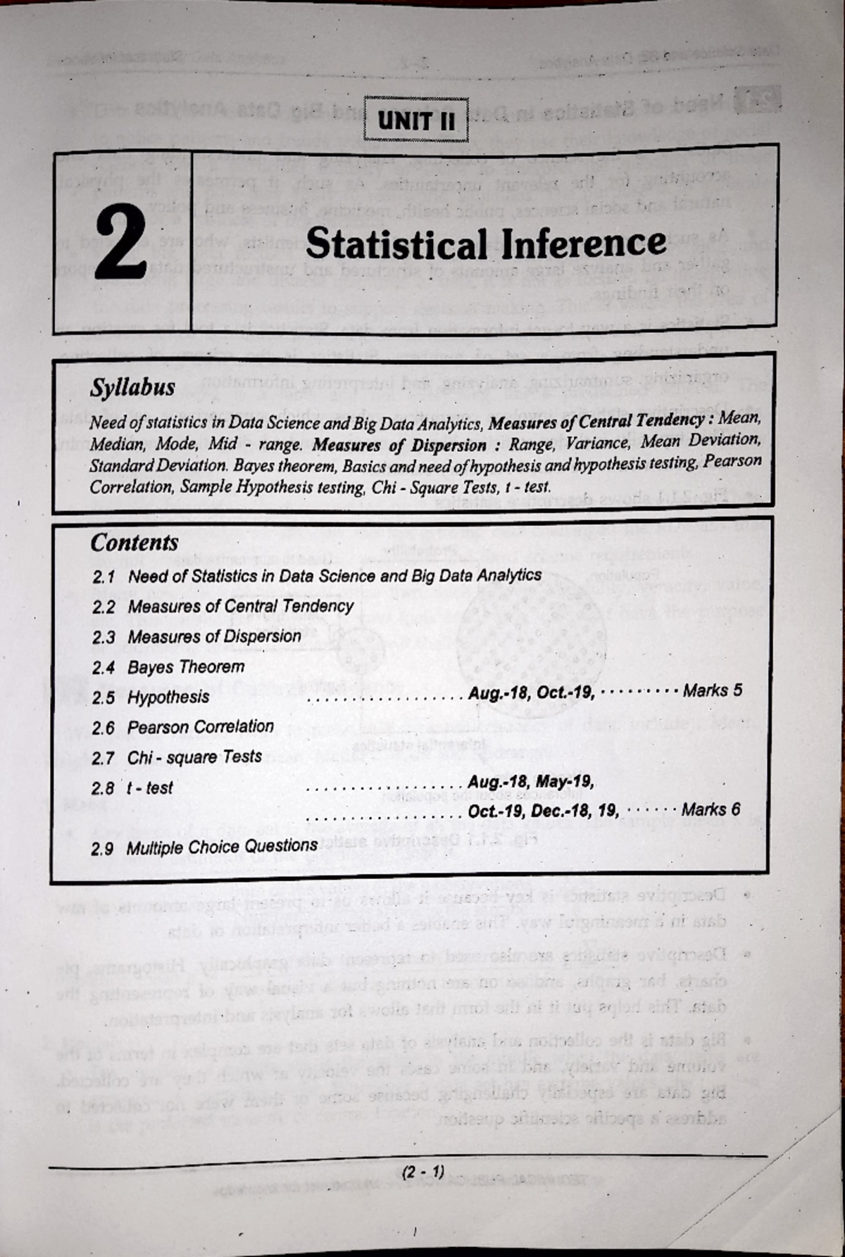 Data Science Unit 2 - Statistical Inference & Analysis Notes - Studocu