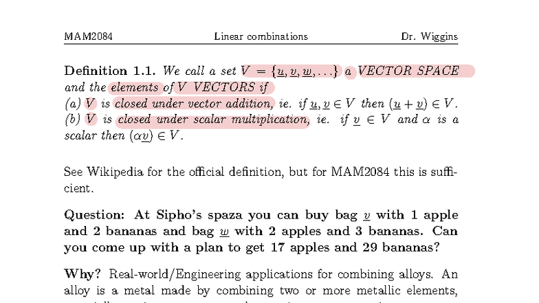 MAM2084 Lesson 2: Understanding Linear Combinations and Vector Spaces ...