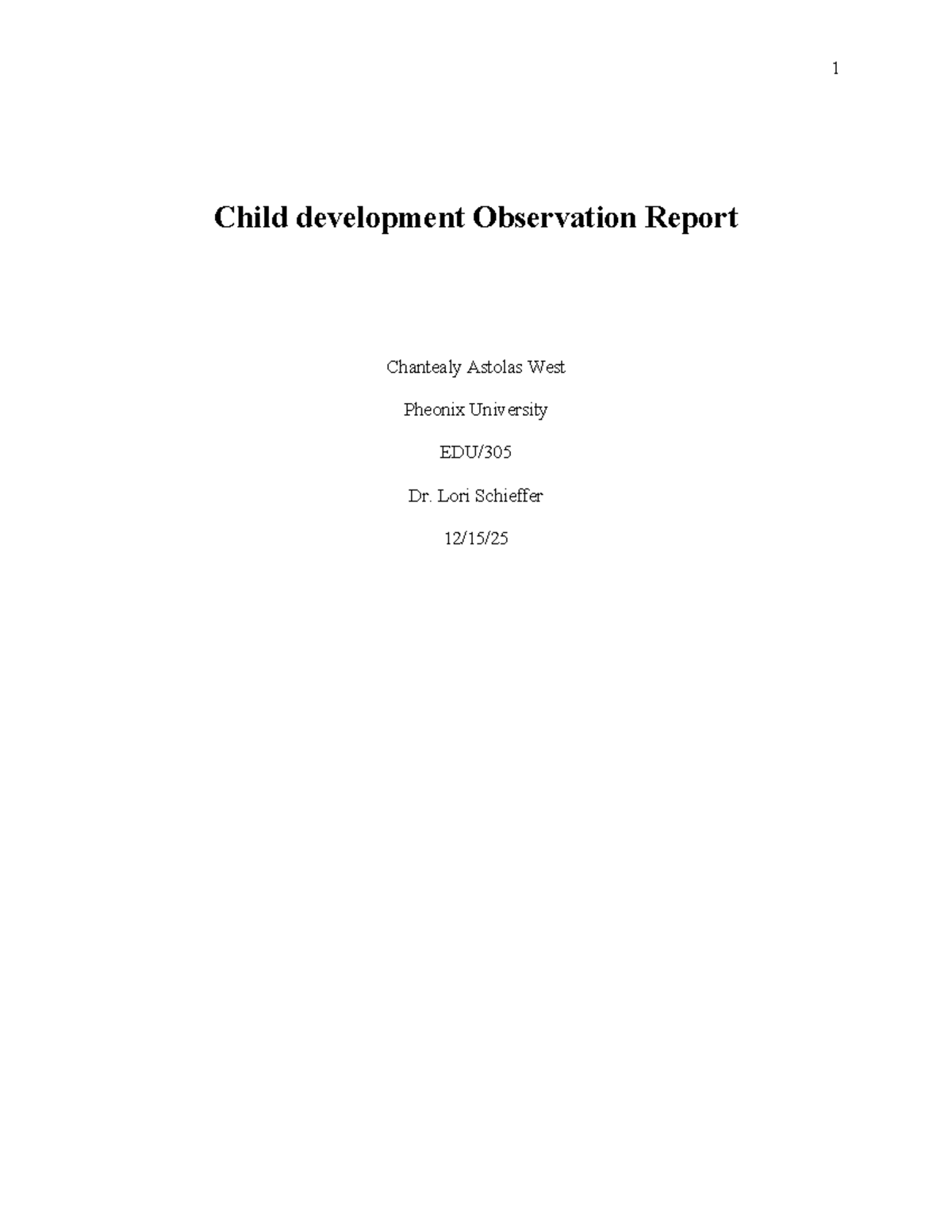 Child Development Observation Report: 6th Grade & Preschool Insights ...