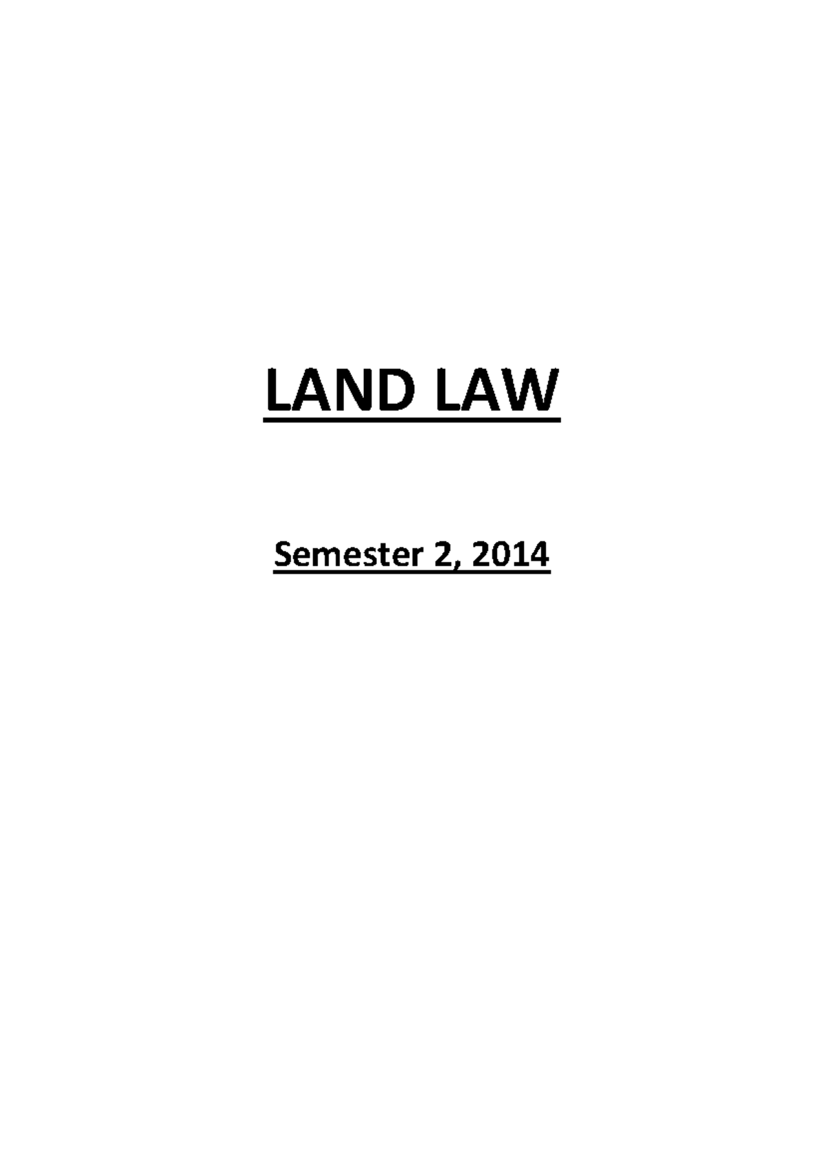 Property Law (LAWS2301) Notes: Key Themes in Land Law & Native Title ...