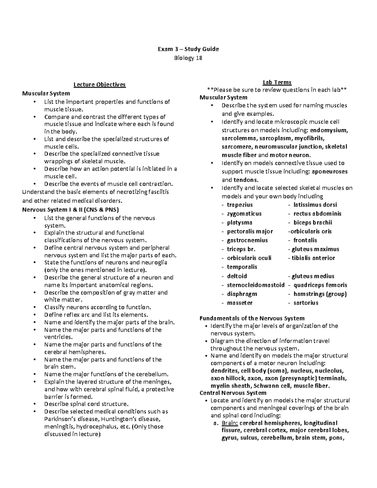 Biology 18 - Exam 3 Study Guide - Studocu