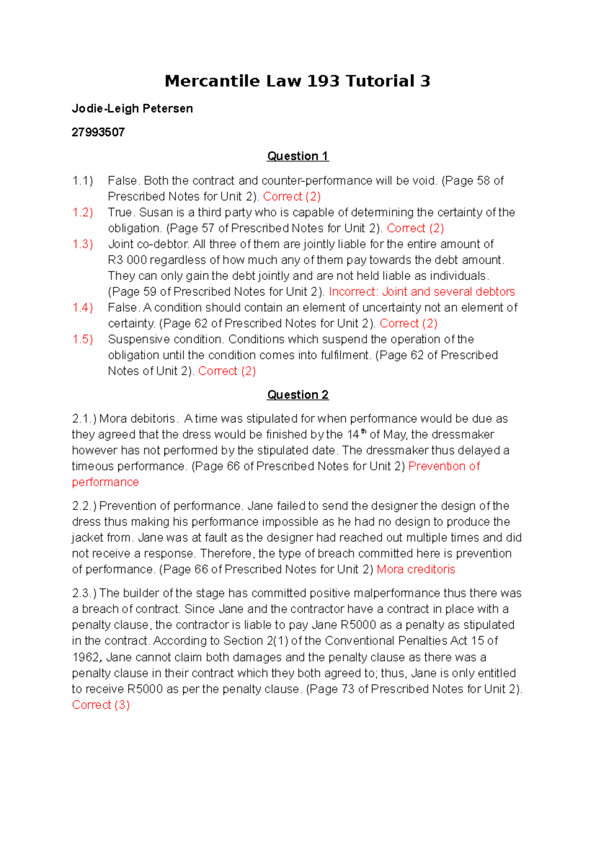 Mercantile Law 193 Tutorial 3: Key Concepts and Case Analysis - Studocu