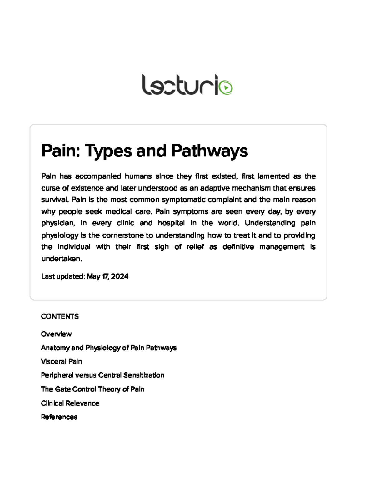 Pain Pathways: A Comprehensive Overview of Types and Mechanisms - Studocu