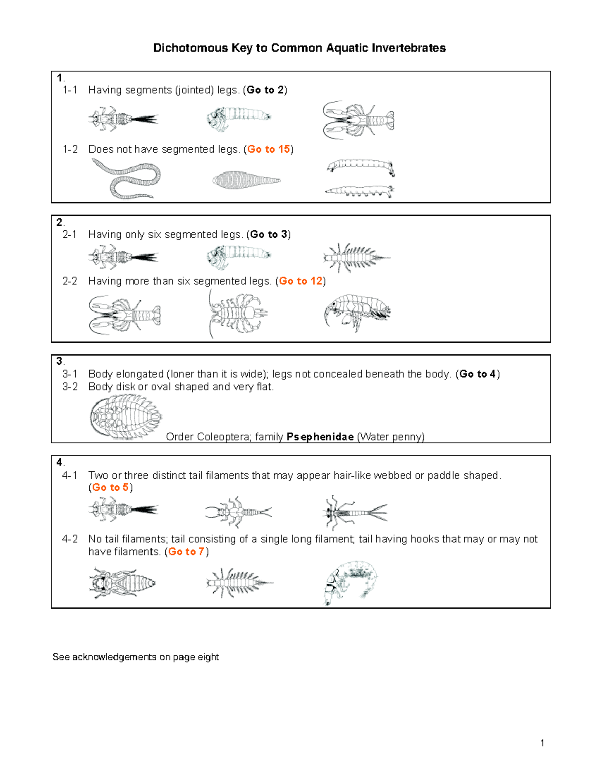 Dichotomous Key for Aquatic Invertebrates - BIO PRAC - Studocu