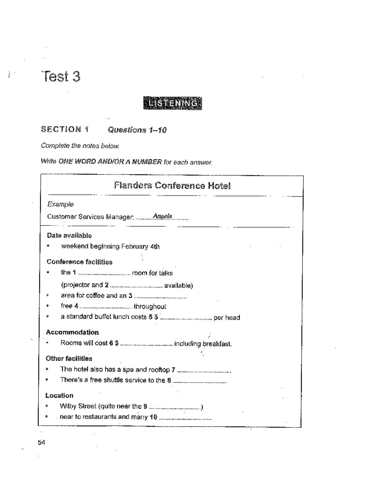 Test 4 Listening Section 1-3 Questions and Answers - Studocu