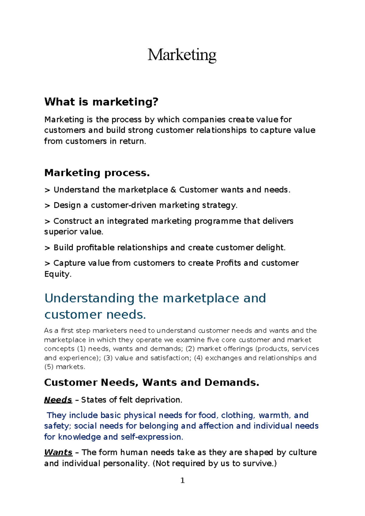 Chapter 1: Creating and Capturing Customer Value in Marketing - Studocu