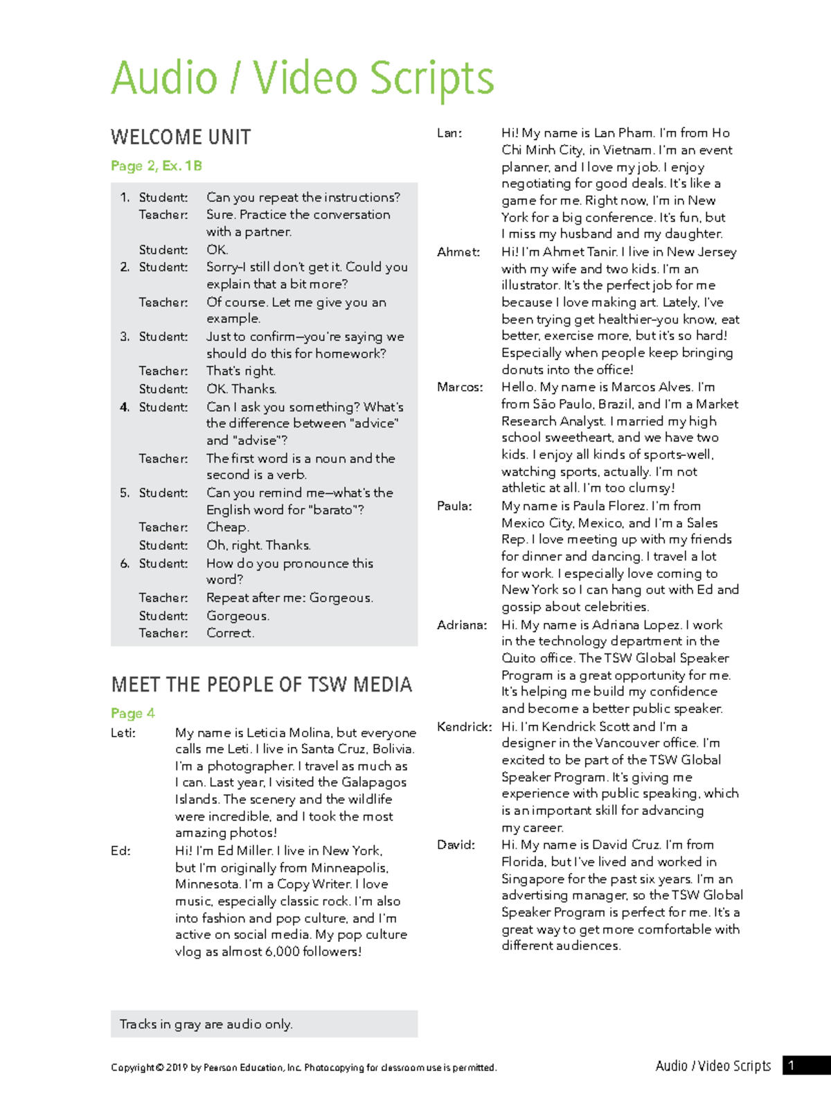 Audio Video Scripts: Start Up 5 Student Book - Unit Insights and ...