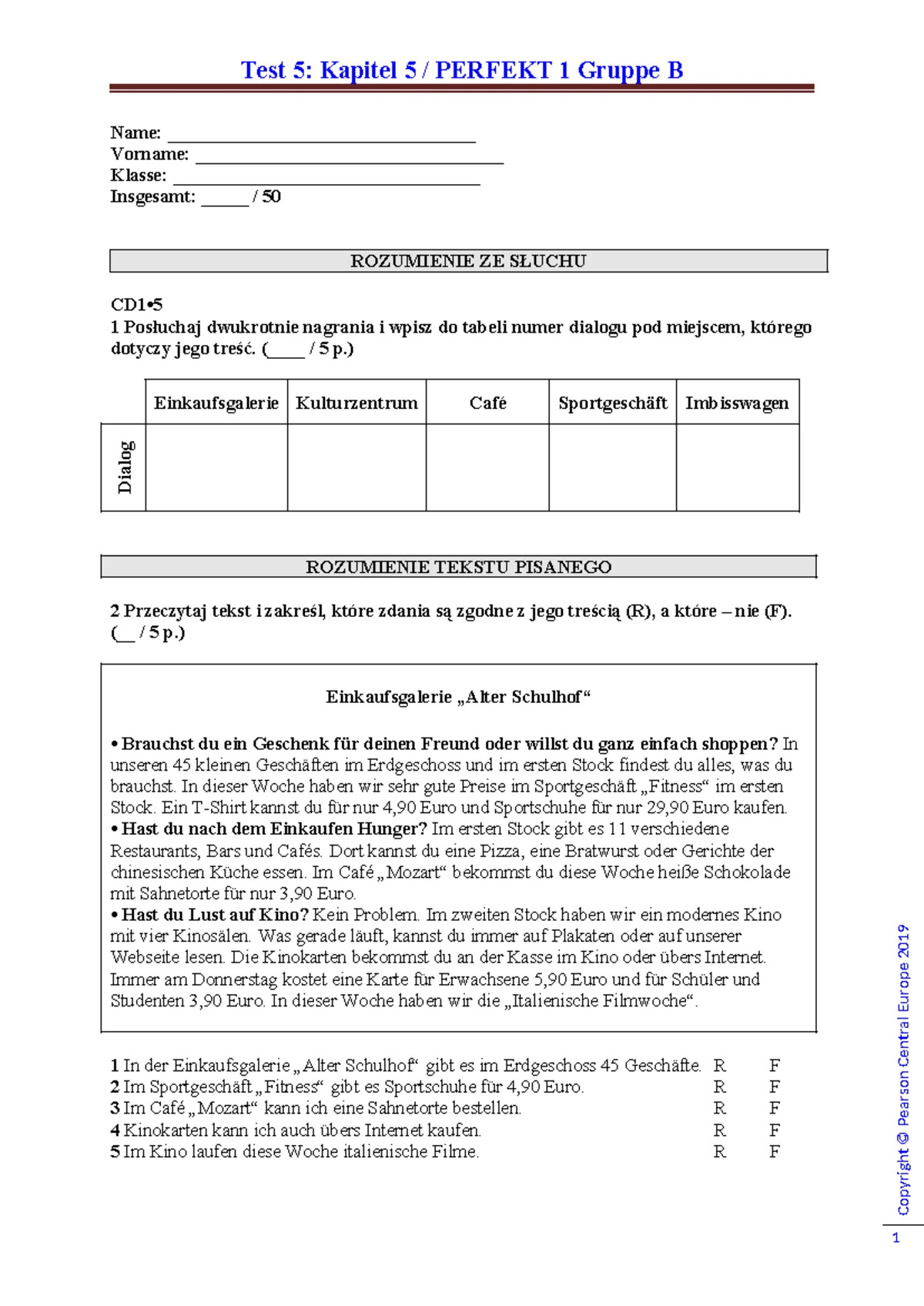 Sprawdzian Język Niemiecki Kompass 3 Kapitel 2 www.studocu.com