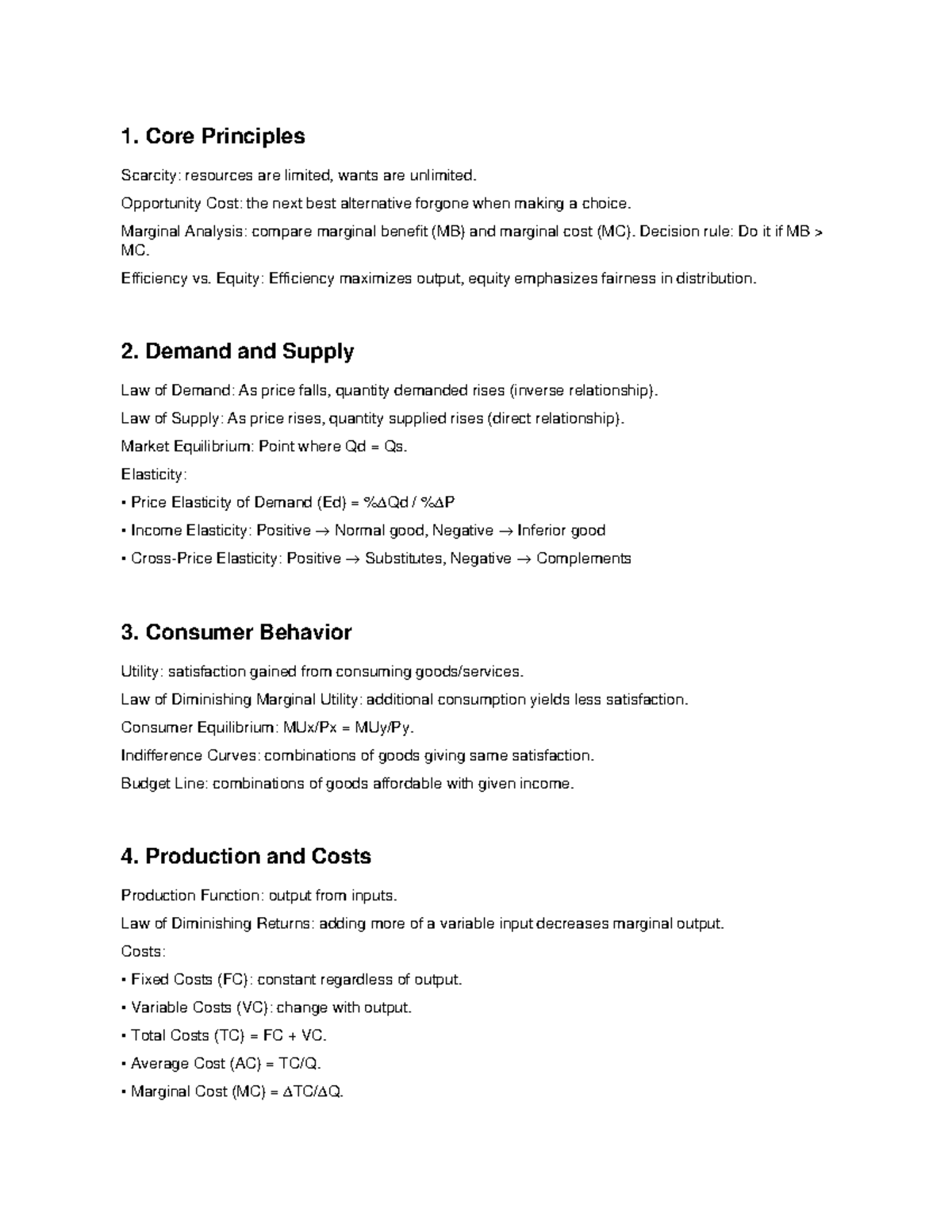Microeconomics Reviewer: Key Concepts and Principles - Studocu