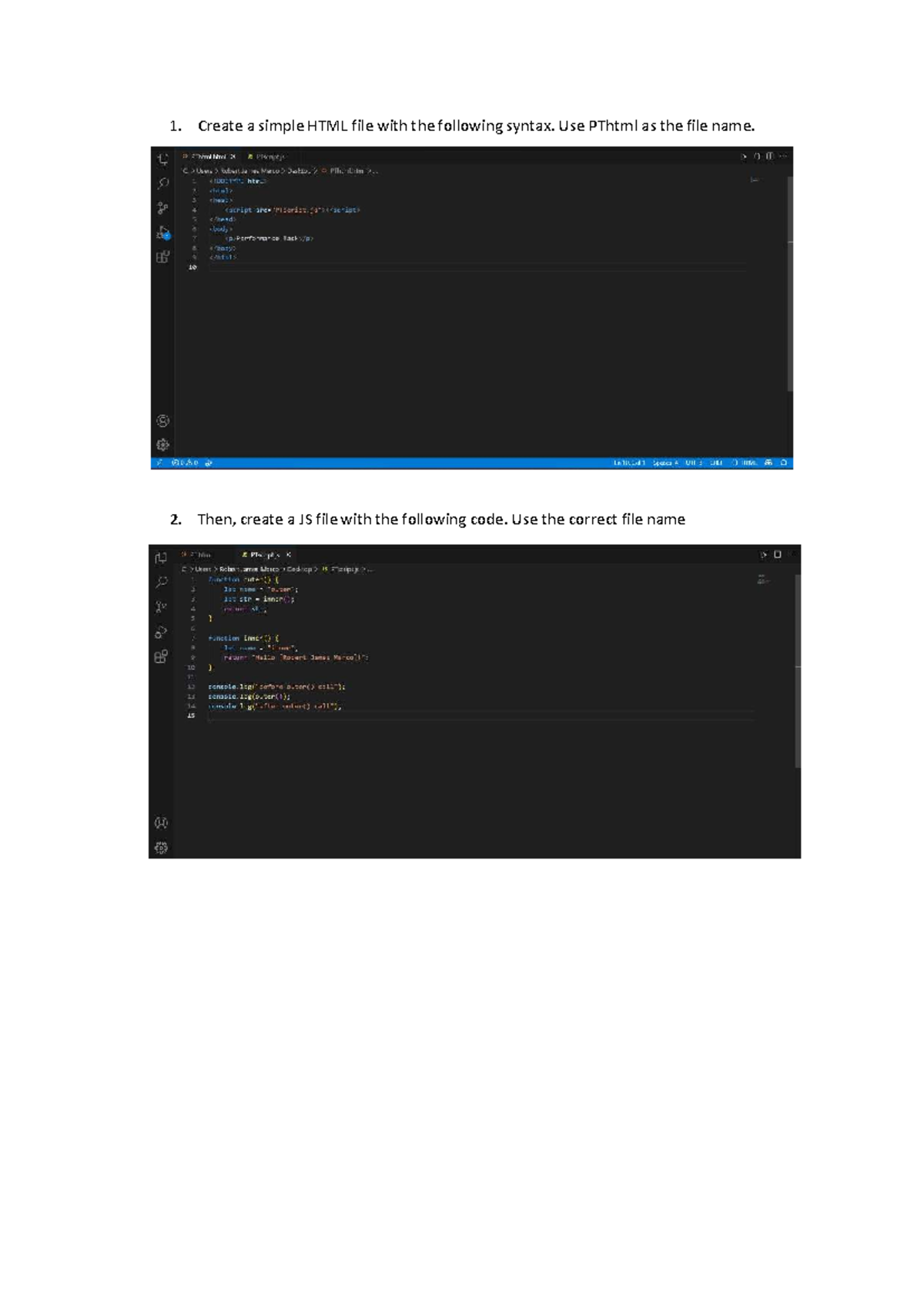 PT Debugging - Performance Task: HTML & JS Console Analysis - Studocu