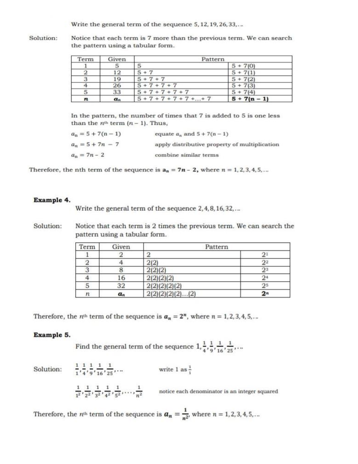 Grade 10 Math: General Term of Sequences and Patterns - Studocu