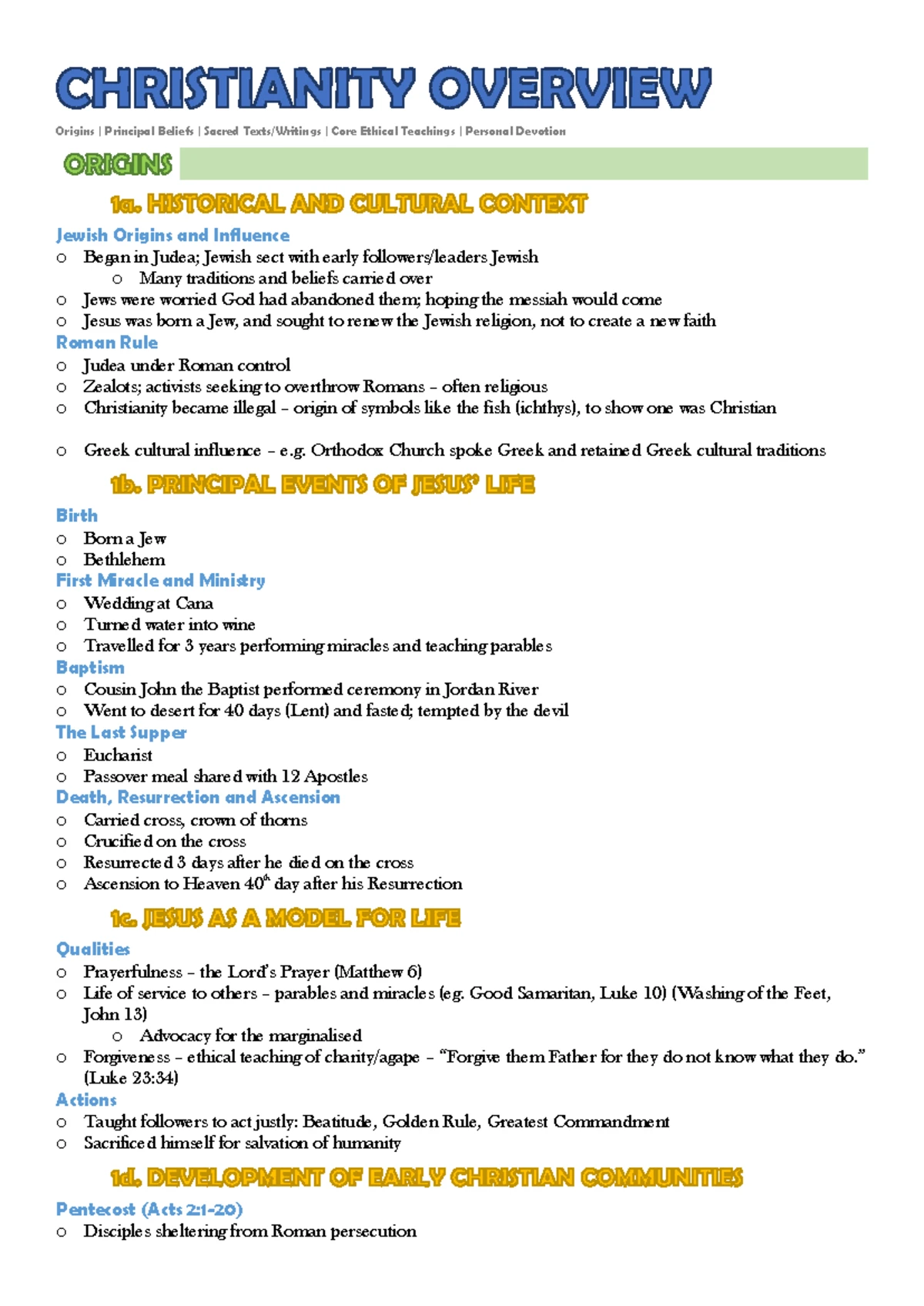 Variants of Christianity Presentation Task: Key Aspects and Findings ...