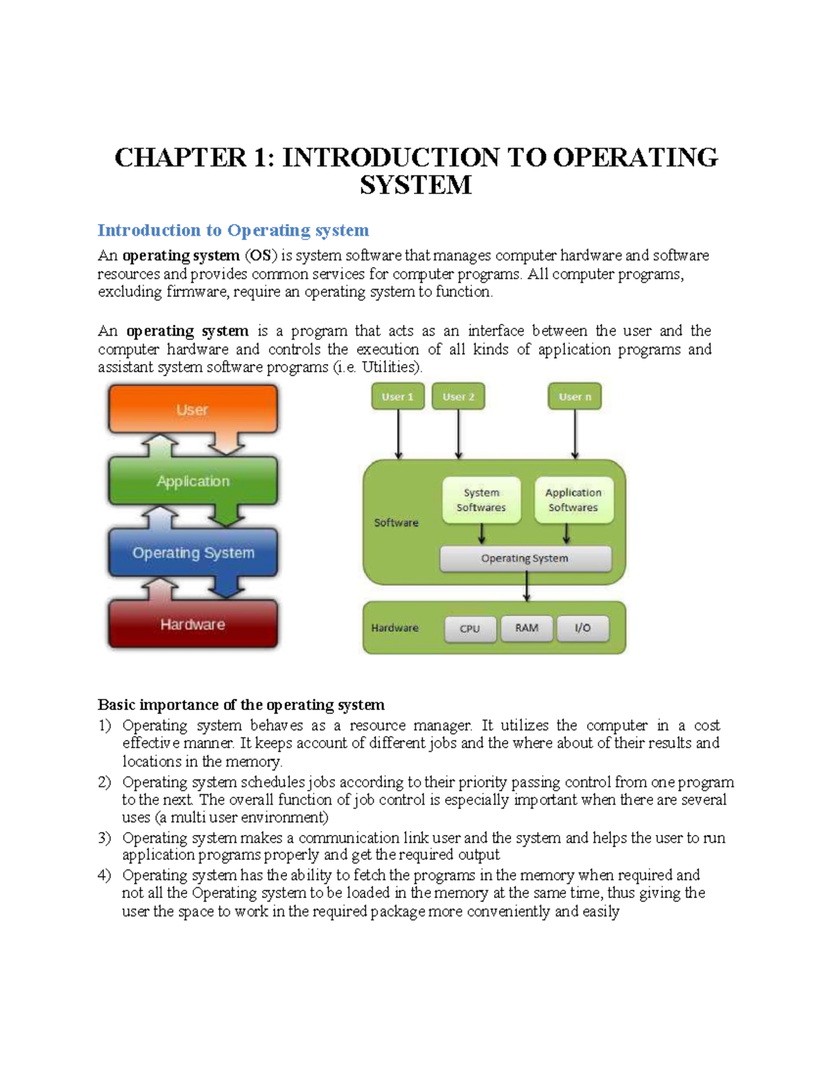CHAPTER 1: INTRODUCTION TO OPERATING SYSTEMS (OS 101) - Studocu