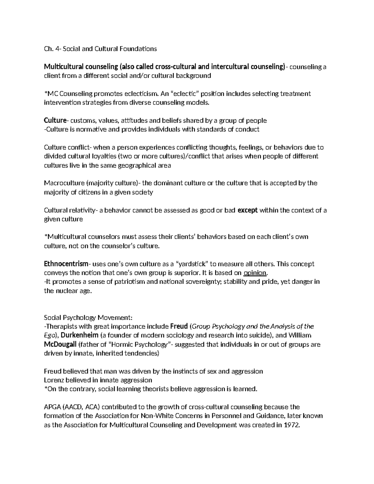 Chapter 4- Social and Cultural Foundations - Ch. 4- Social and Cultural ...