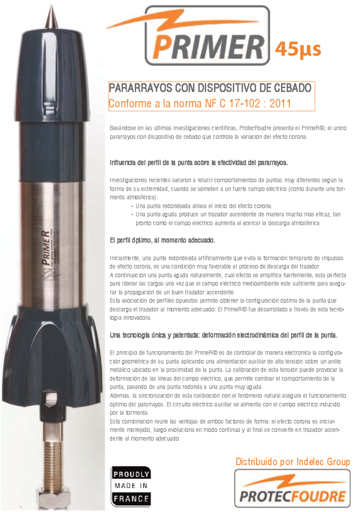Datasheet: 45µs PARARRAYOS con Dispositivo de Cebado NF C 2011 - Studocu