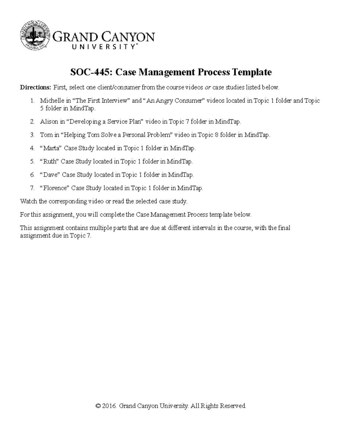 SOC-445: Case Management Process Template Assignment Guide - Studocu