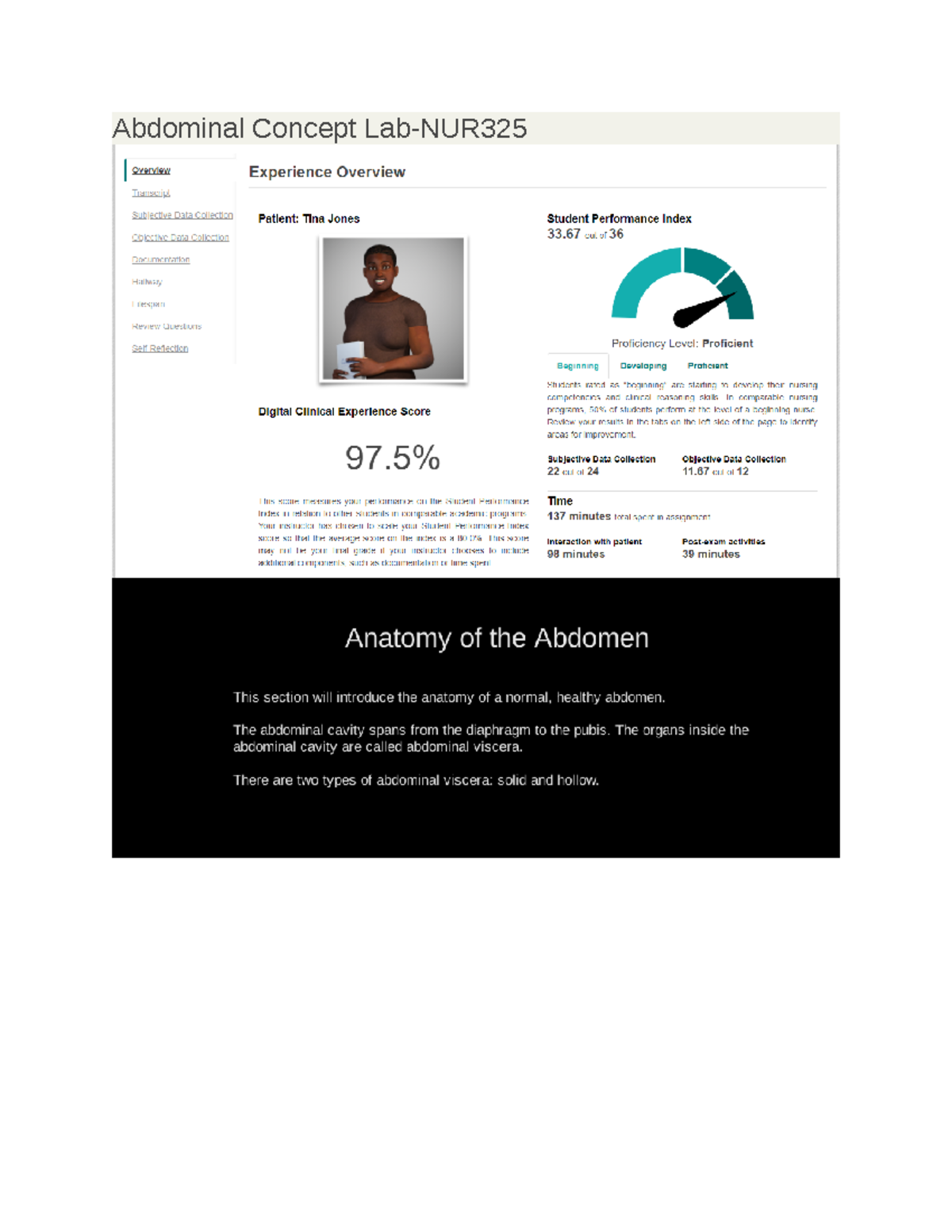 NUR325 Abdominal Concept Lab: Assessment Overview and Key Data - Studocu