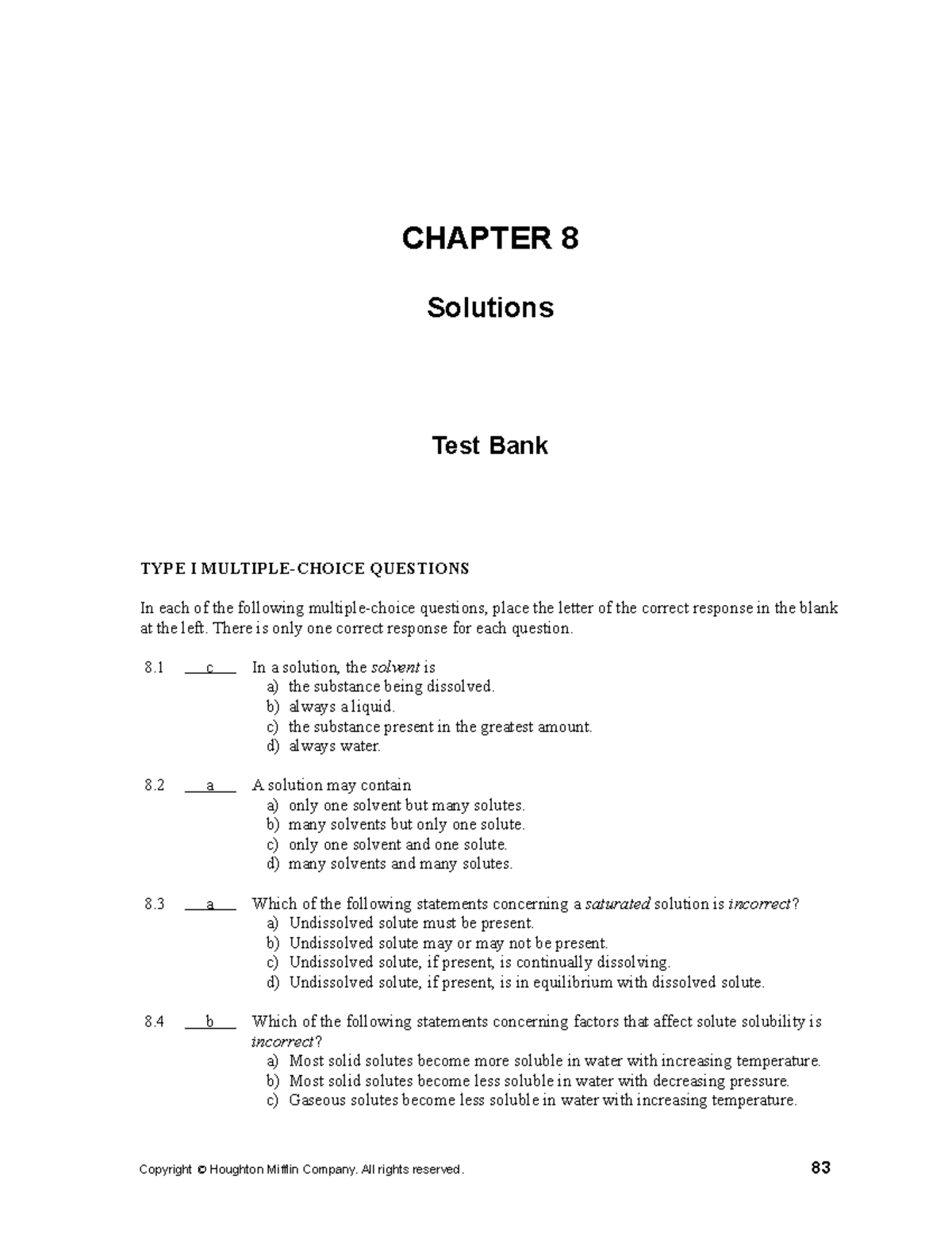 Tb ch08 - Lecture notes asds - CHAPTER 8 Solutions Test Bank TYPE I ...