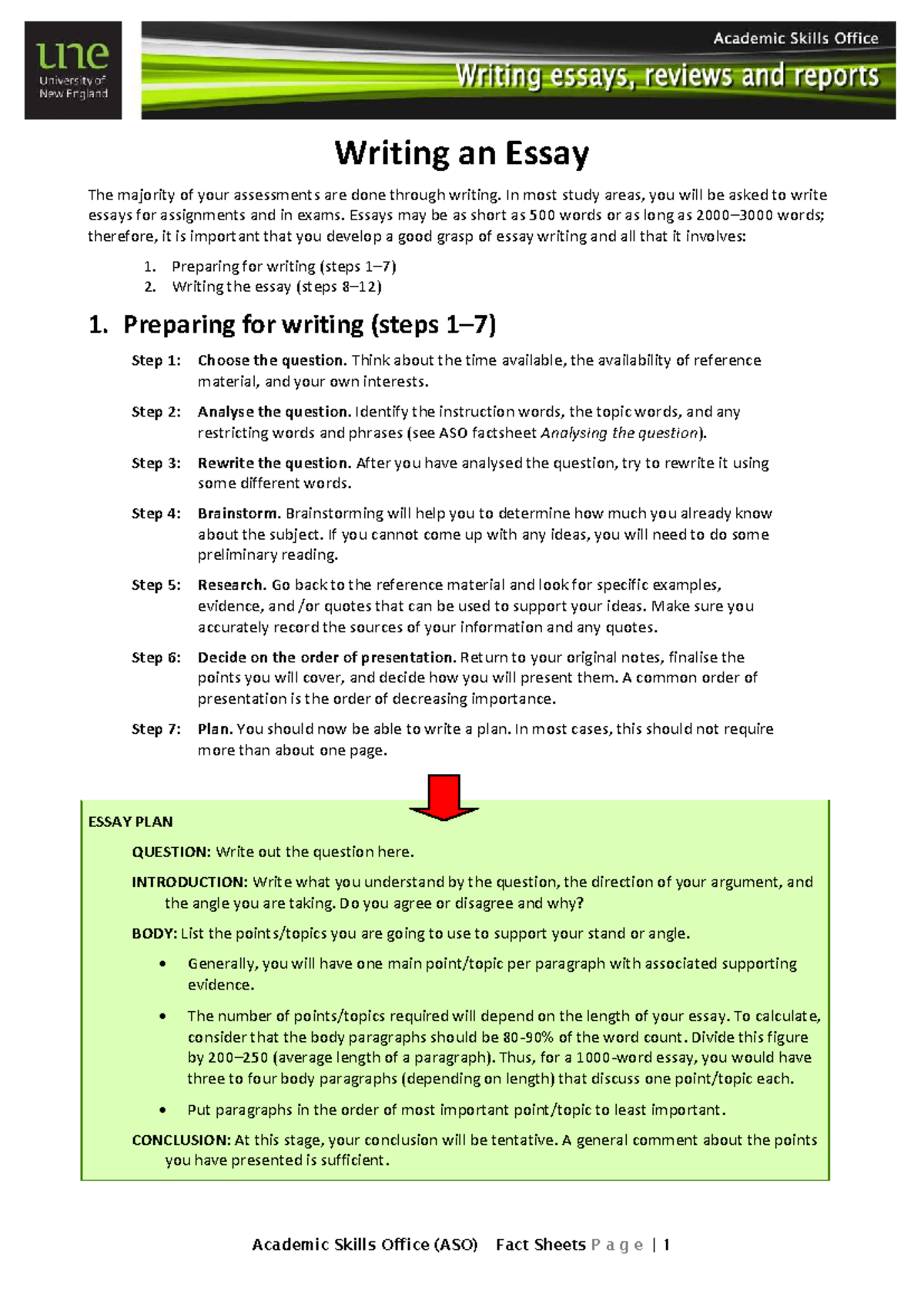 WE 101: Essay Writing Guide and Preparation Steps - Studocu