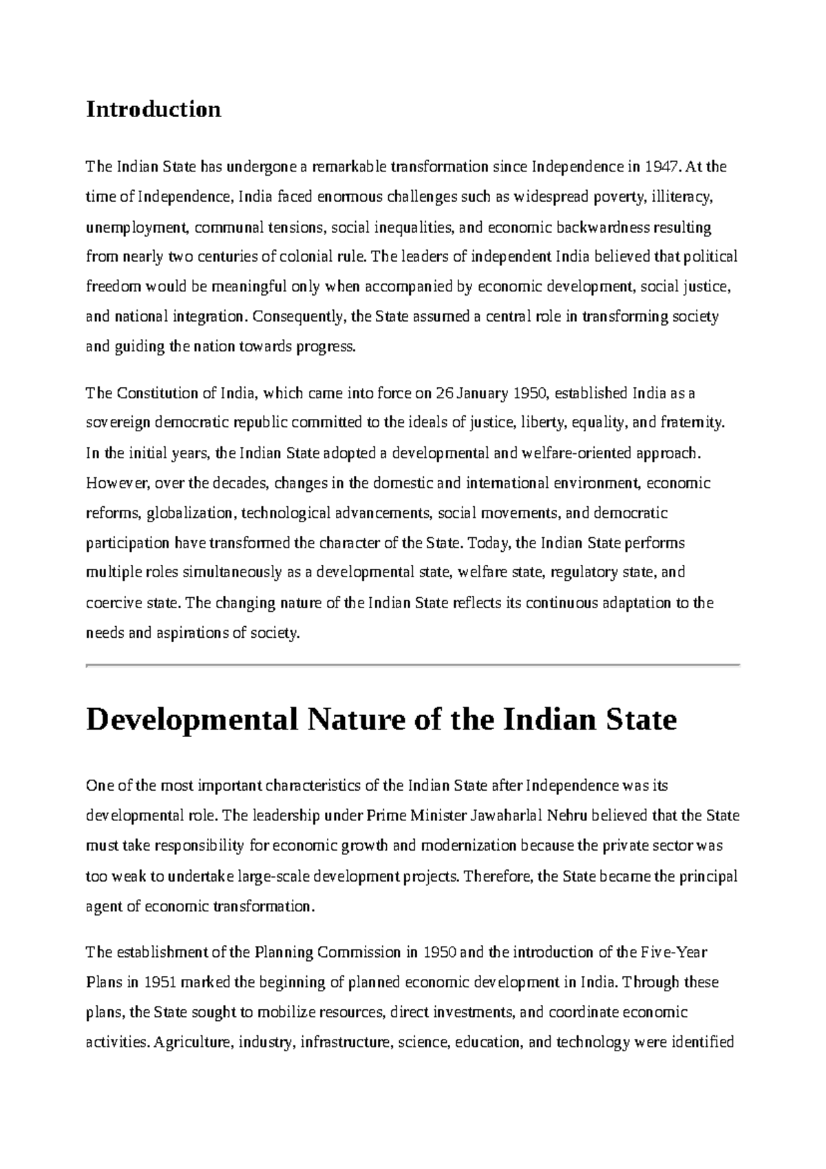 The Evolution of the Indian State: From Developmental to Regulatory ...