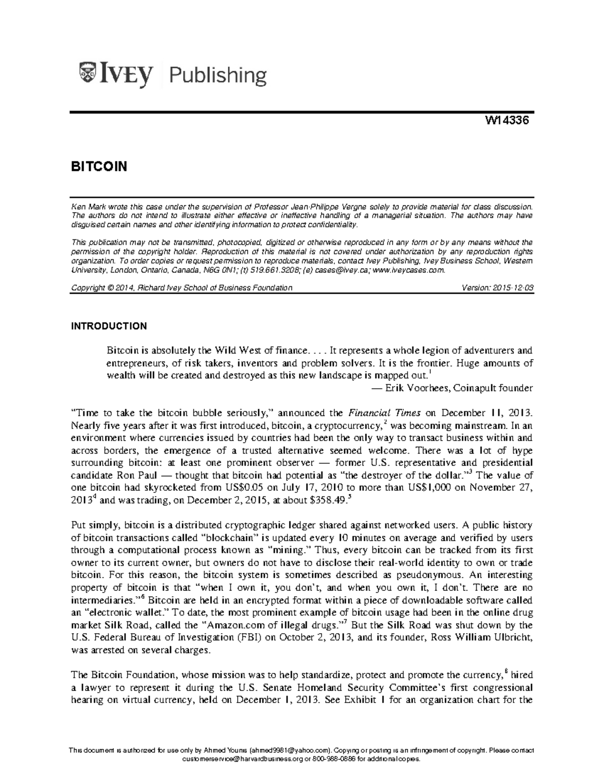 W14336-PDF-ENG: An In-Depth Study of Bitcoin and Its Implications - Studocu