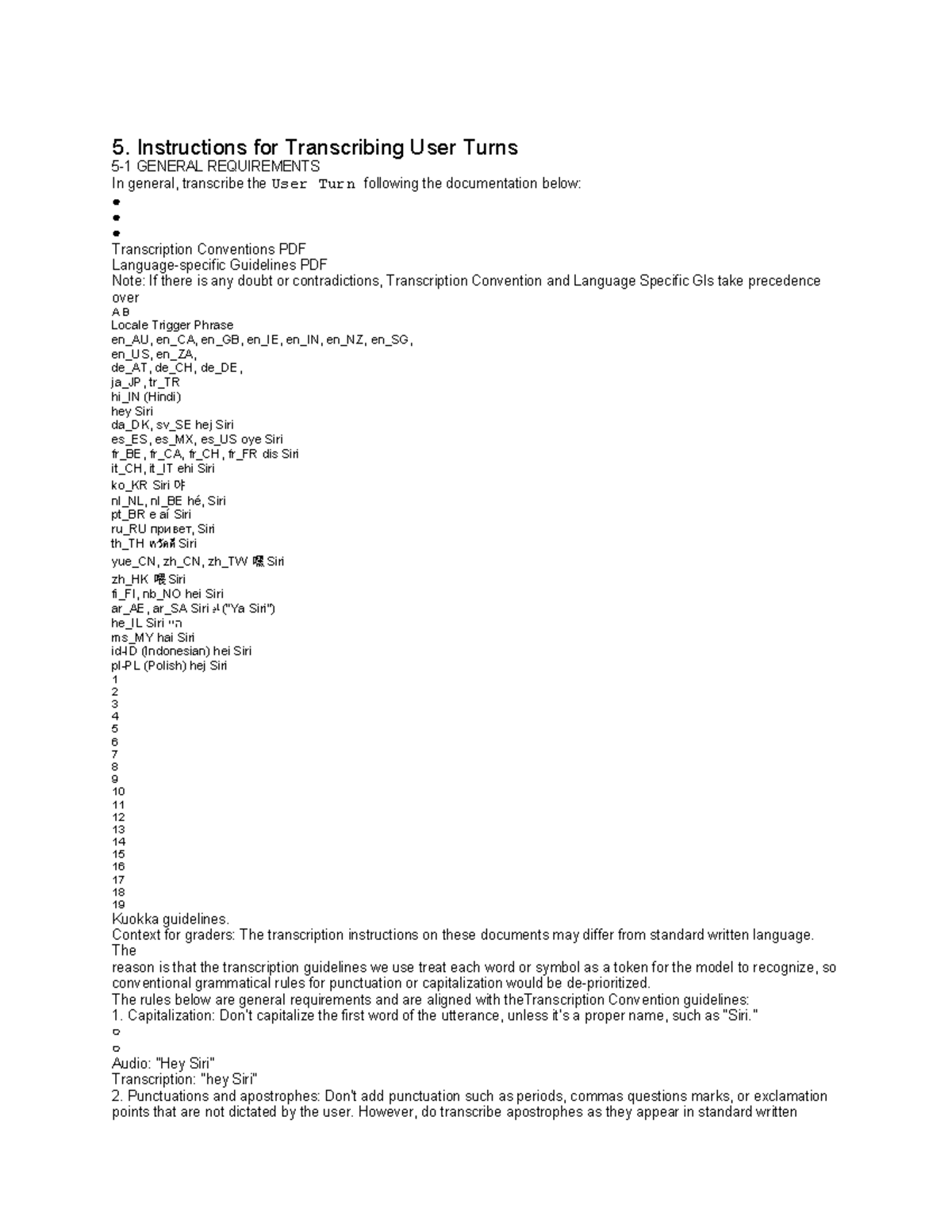 5. User Turn Transcription Guidelines and Requirements - Studocu