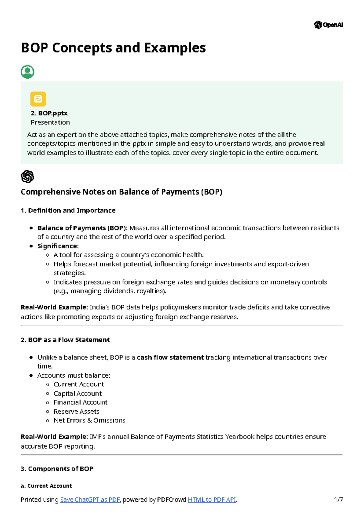 L2 - summary of assignment in international Finance course - BOP ...