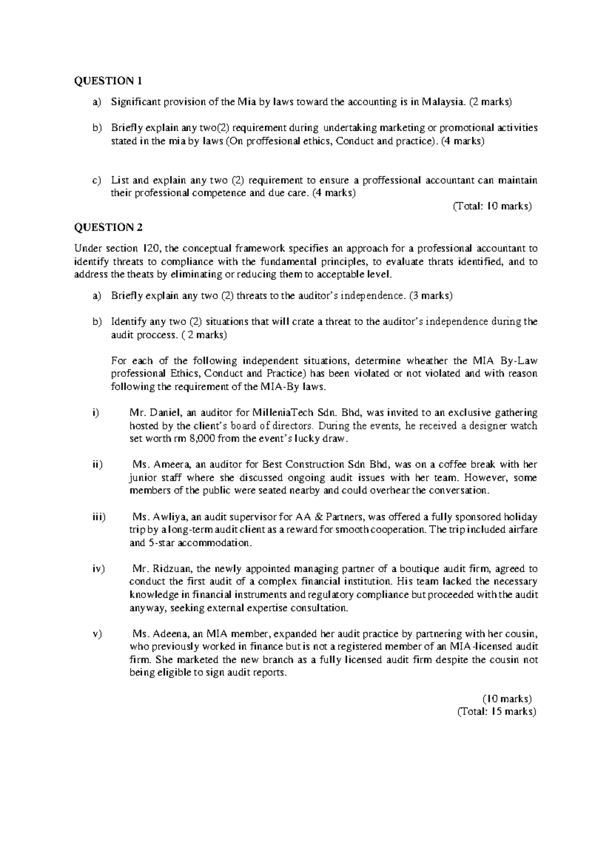 AUD TEST 2 JUNE 25: MIA Laws & Audit Procedures Overview - Studocu