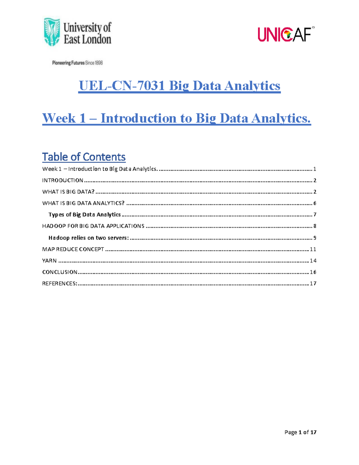 Big Data Analytics (CS101) Week 1: Intro to Big Data Concepts - Studocu