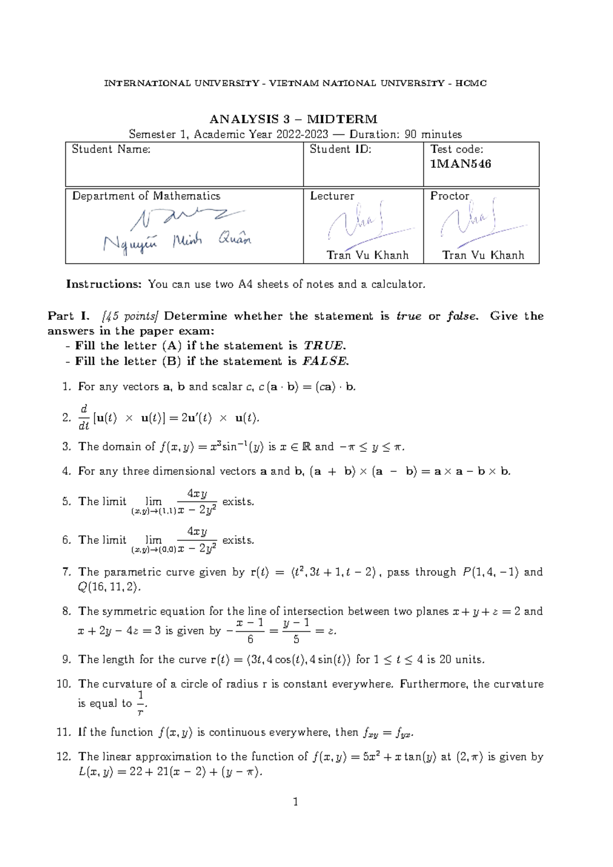 analysis 3 mt pdf - INTERNATIONAL UNIVERSITY - VIETNAM NATIONAL ...