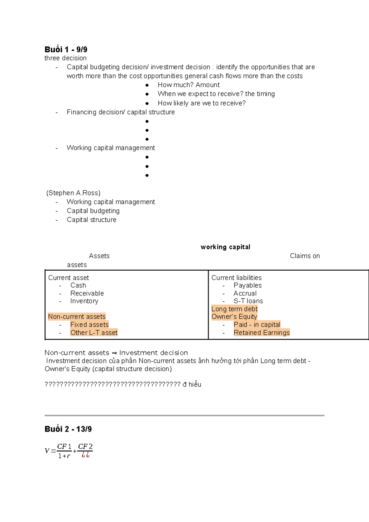 Buổi 1 - 9 9 - just note - Buổi 1 - 9/ three decision - Capital ...