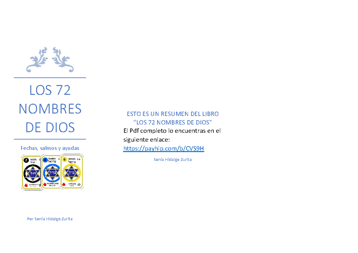 Resumen de "Los 72 Nombres de Dios" por Sonia Hidalgo Z. - Document Preview
