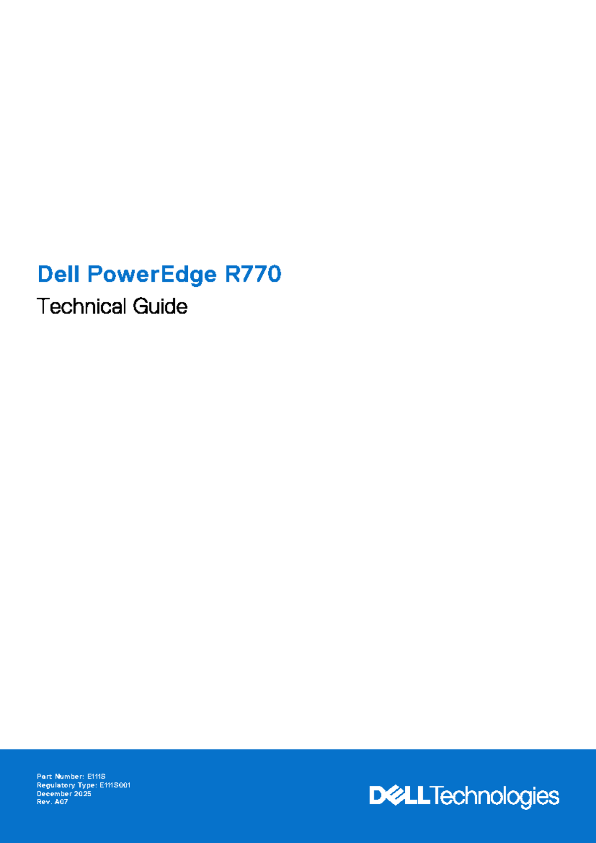 Dell PowerEdge R770 Technical Guide: Features & Specifications - Studocu