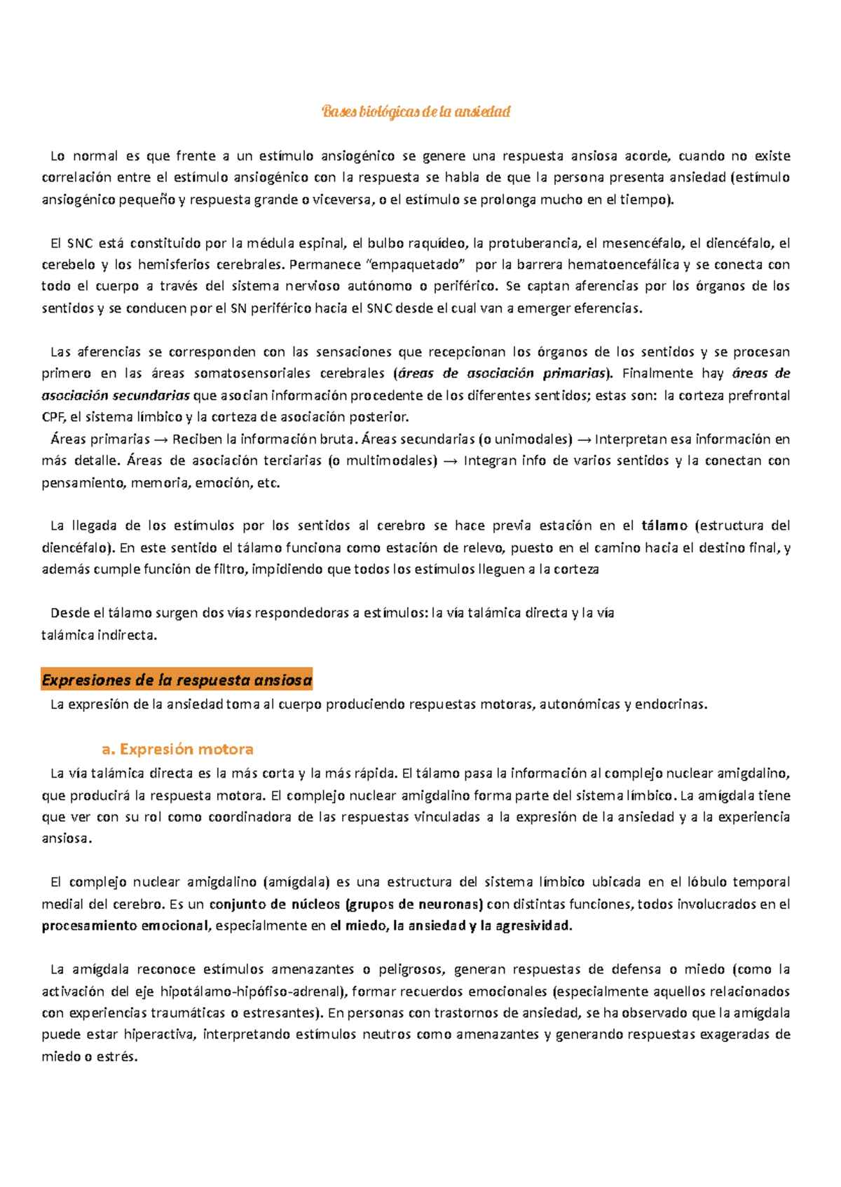 Bases Biológicas de la Ansiedad: Respuestas y Mecanismos ...